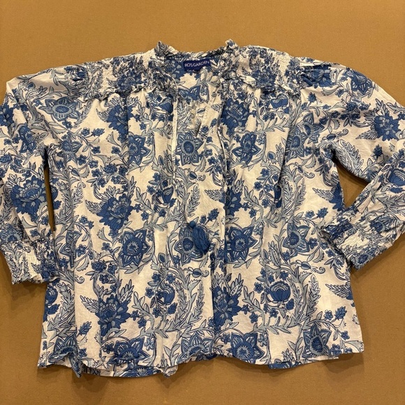 Ro's Garden Tops - Ro’s Garden Leticia Hollie Shirt Blue & White 100% Cotton Size Large Tuckernuck